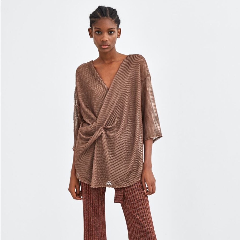 Zara Pleated Mesh Top 🔥